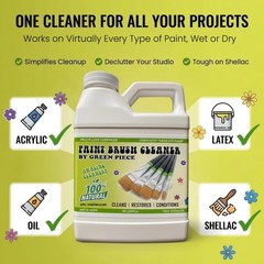 Natural Paint Brush Cleaner & Restorer – Non-Toxic, 18 Oz – Cleans Acrylic, Late