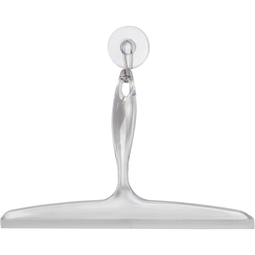 Clear Plastic Bath Squeegee for Shower Glass with Suction Cup Hook Holder