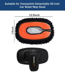 Car Wash Mop Head Replacement, Soft Microfiber Cover for 55″ Handle & Curved