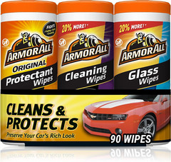 Protectant, Glass and Cleaning Wipes, Wipes for Car Interior and Car Exterior, 3