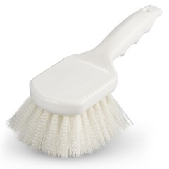 Utility Scrub Brush Plastic Handle Nylon Bristles 2 Inch Trim 8 In White 1 PCS