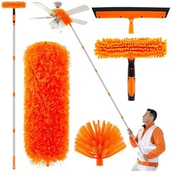 24ft Telescoping Extension Pole Duster Kit High Ceiling Fan Cleaning Reach