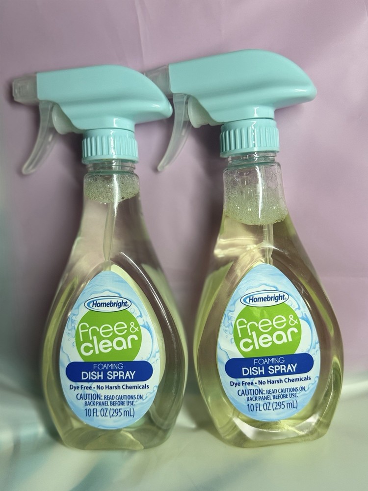 Homebright Free & Clear Foaming Dish Spray Dye-Free 10 fl oz 2 Pack