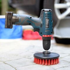 3 Pcs Carpet Mat 5″ Round Brush w/Power Drill Attachment (Soft, Medium, Heavy)