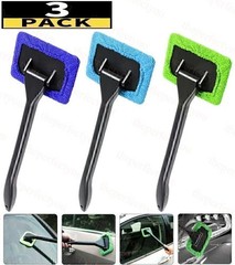 3-Pcs Windshield Cleaning Tool Car Window Microfiber Wiper Cleaner Glass Brush