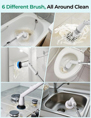 Khelfer Electric Spin Scrubber Kh8, Upgrade Cordless Shower Scrubber 8 Replaceme