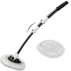 15° Curved Car Wash Brush with Long Handle 43″ Microfiber Cleaning Mop Telesc…