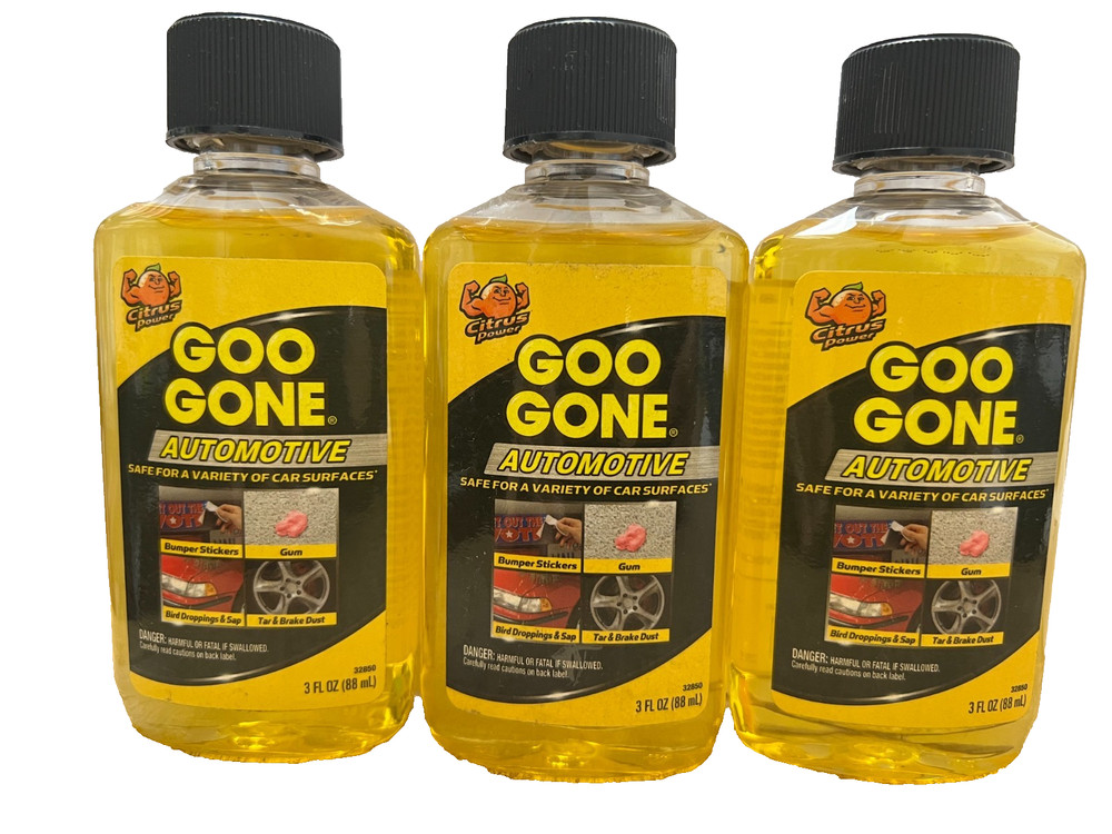 Set of 3 GOO GONE 3 OZ BOTTLE Automotive Safe for A variety of Cars Surfaces