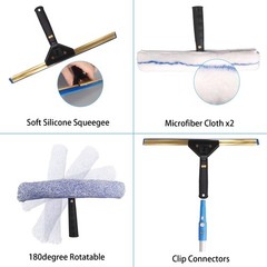 Pro Window Cleaning Kit with Storage Bucket, with 4 13 inch Extension Rods, …
