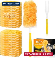 360° Duster Refills Kit for Swiffer Duster, 25 Pack & 1 Handle, Multi-Surface Du