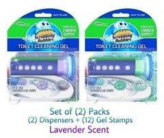 (2) Scrubbing Bubbles Toilet Cleaning Gel LAVENDER = 2 Dispensers + 12 Gels NEW