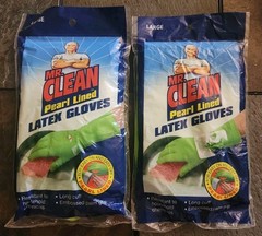 Vintage NEW 2000 Mr. Clean Pearl Lined Latex Gloves Adult Large Lot Of 2 VTG
