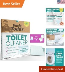 Septic-Safe Toilet Cleaning Sheets – 30 Pack, 100% Dissolvable for Easy Cleaning