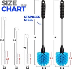 Holikme 5 Pack Bottle Brush Cleaner Set, 14″ Long Handle Stainless Steel Bo