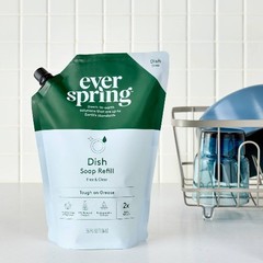 Everspring Unscented Free & Clear Liquid Dish Soap Refill 36oz Non-Toxic Cuts