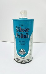 VINTAGE STANHOME LIQUID SILVER POLISH 12 FL OZ LIGHT BLUE TIN CAN