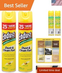 Versatile Dusting & Cleaning Spray with Fresh Lemon Scent – Set of 2, 12.5 Oz