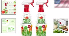 Natural Fruit & Vegetable Wash, 16 Oz Spray, Pack of 2 – Eco-Friendly Cleaner