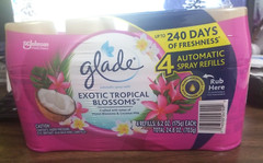 EXOTIC TROPICAL BLOSSOMS GLADE AUTOMATIC SCENTED REFILL CANS, (4-6.2 oz REFILLS)
