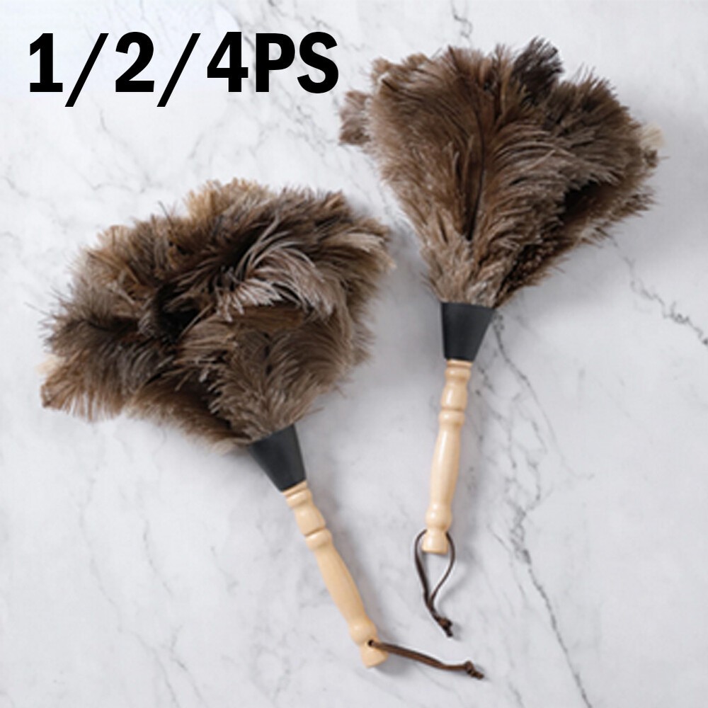 13in Ostrich Feather Duster Durable Dust Collecting Cleaning Tool In Wool Shop#