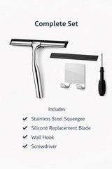 MOVAN Shower Squeegee Glass Doors W/ Replacement Silicone Blade – 304 Stainless