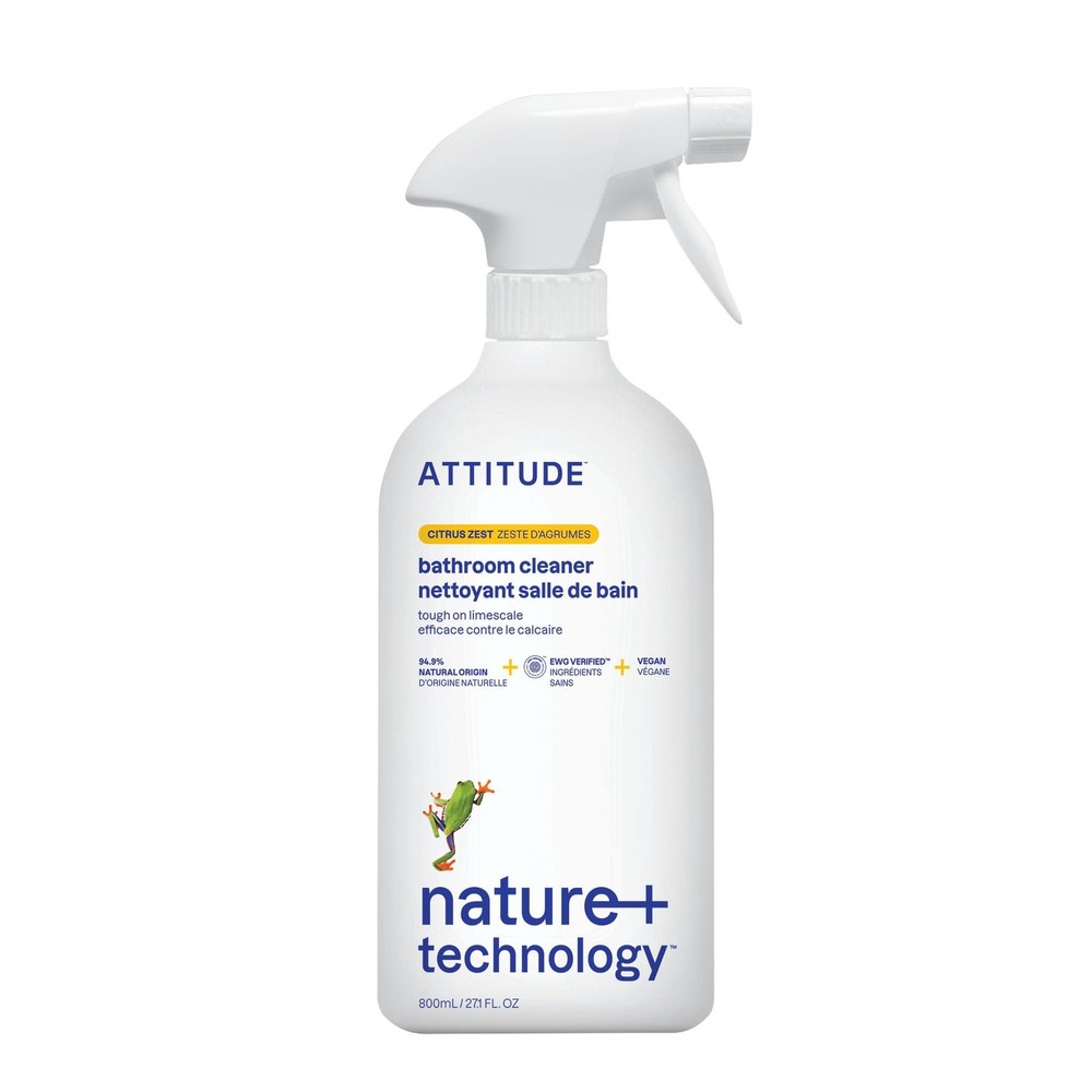 ATTITUDE Bathroom Cleaner Spray | EWG Verified | 27.1 Fl Oz | Citrus Zest Scent