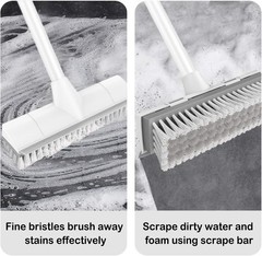 Multi-Surface Cleaning Scrub Brush: Adjustable Long Handle & Scraper Attachment