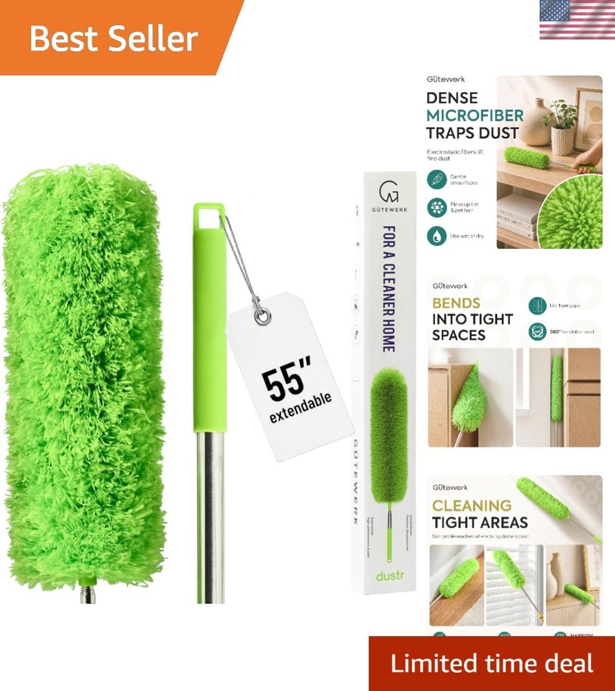 Lightweight 55-Inch Microfiber Duster with Washable Head – Eco-Friendly Cleaner