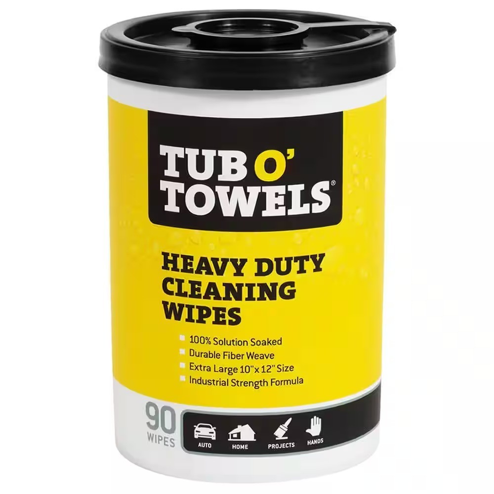 Tub O’ Towels Citrus Scent Heavy-Duty Cleaning Wipes (90-Count) contains lanolin