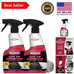 Effortless Grease Removal! 2-Pack Streak-Free Cooktop Cleaning Spray & Cloth