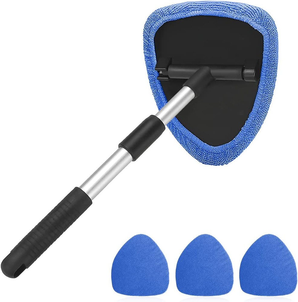 Windshield Cleaning Tool, Car Window Cleaner with Extendable Long Handle and 4