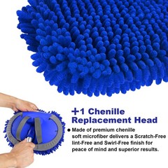 62 Microfiber Car Wash Brush With Long Handle Car Washing Mop Kit Mitt Sponge C
