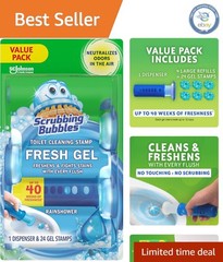Effortless Toilet Freshness: 24 Rainshower Scent Stamps – No Scrubbing Required!