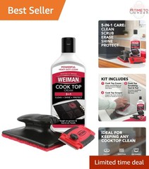 Glass Ceramic Cooktop Cleaner Kit Non-Abrasive Streak-Free Degreaser Scrubbin…