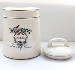 Vintage Ceramic Cookie Jar, Retro Design, Food Storage Sealing Jar, Beige