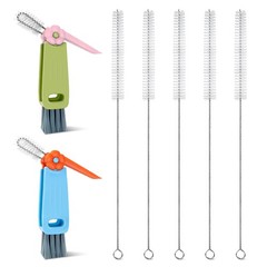 7Pcs 3-in-1 Cup Lid Gap Cleaning Brush & Straw Brush Set, Reusable Metal Stra…