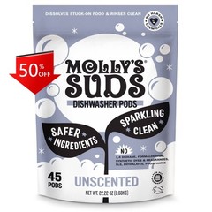Molly’s Suds Dishwasher Detergent Pods – Unscented – 45ct: Paraben-Free