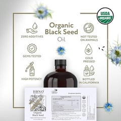 HBNO Organic Black Seed Oil – Huge 32oz (950ml) Glass Bottle Value Size – USDA