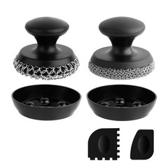 2PCS Chainmail Cast Iron Cleaner Scrubber, Stainless Steel Scouring Pad for Pans