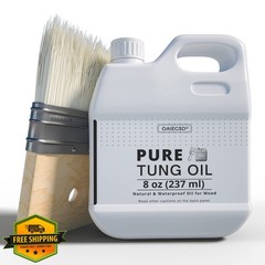 8oz 100% Pure Tung Oil for Wood Outdoor with Brush, Safe Food Grade Tung Oil …