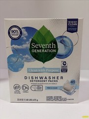 Seventh Generation Dishwasher Detergent Packs, Free & Clear 45 Pk 23.8oz/675 g