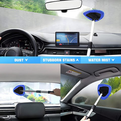 Windshield Cleaning Tool, Car Window Cleaner with Extendable Long Handle and 4