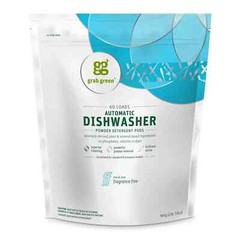 Grab Green 60 Count Dishwasher Detergent Pods Fragrance Free Natural Clean