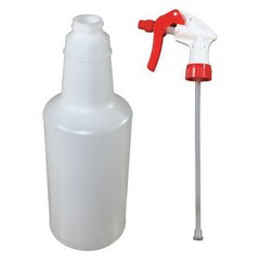 Trigger Spray Bottle, 32 oz, Stream, 12 1/2 in H, 9 7/8 in Dip Tube L, No