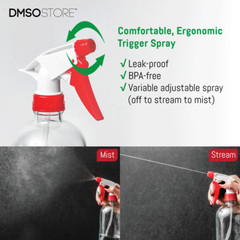 DMSOSTORE 16 oz. Glass Spray Bottles 4 Pack with Red Trigger Sprayer, Adjustable