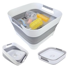 2.6 Gal(10L) Collapsible Wash Basin for Baby Bottles, Gray Space-Saving Colla…