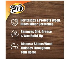 2 PACK Orange Glo Wood Furniture 2-in-1 Clean and Polish Spray, 16 oz.