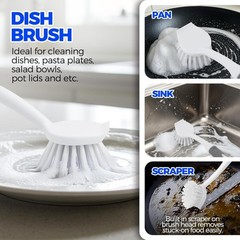Dish Brush Set with Bottle Pan and Straw Brushes Kitchen Cleaning Tools