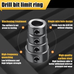 Depth Stop Drill Bit,Stop Collar Set Includes 1/8”, 3/16”, 1/4”, 5/16”, 3/8”,…