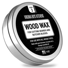 Wood Wax – Applicator included – made with Coconut Oil and Beeswax – Food – f…